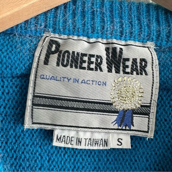 Pioneer Wear Knit Sweater Southwest Leather Fringe Tassel Cowgirl Vintage Small - Picture 4 of 4